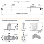 Dictator DIREKT 150 poortsluiter - Gechromateerd - Slag 150 mm - maatvoering (1)