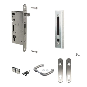 Locinox H-WOOD Set – mit Einsteckschloss, Drückergarnitur, Zylinder, Türschildern & Schließblech