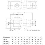 Maatvoering Croso 120-12 M12 poortscharnier met inlasmoer