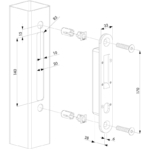Maatvoering Locinox SHKC opbouwslotvanger voor H-compact insteekslot