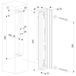 Maatvoering Locinox SHKW opbouwslotvanger voor houten poorten