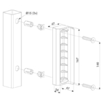 Maatvoering Locinox SMKLQF2 opbouwslotvanger voor zwembadsloten