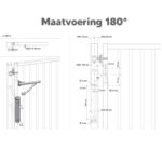 Maatvoering Locinox verticlose poortsluiter 180 graden