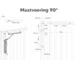 Maatvoering Locinox verticlose poortsluiter 90 graden