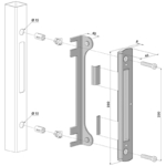 Maatvoering Locinox SF-KLQF-ALUM opbouwslotvanger