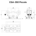Maatvoering Comunello wielstelsel 350- Voor looprail CGA-345 aluminium - Versie Piccolo