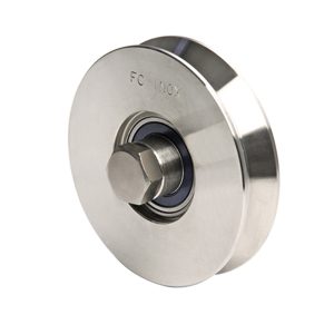 Comunello Laufrolle für Schiebetore aus Edelstahl mit V-Nut – Ø100 mm – Doppelt kugelgelagert