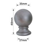 Grande Forge paalkop met bol en ronde voet FOS-FULL 27mm