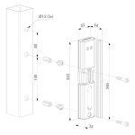 Maatvoering Locinox Modulec-SA elektrische slotvanger voor locinox opbouwsloten