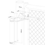 Maatvoering Locinox montagebeugel voor LION op ronde profielen