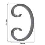 Maatvoering Grande Forge stalen sierkrul - C-krul - Serie C- 120