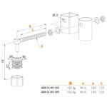 Maatvoering Locinox GBM16-DP tuinpoortscharnieren