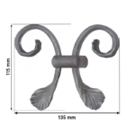 Grande Forge stalen sierornament - 135x115 mm Serie D6- Maatvoering