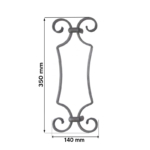Grande Forge stalen sierornament - 350 x 140 mm - Serie D16- Maatvoering