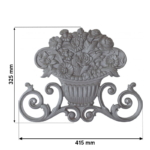 Grande Forge stalen sierornament – Bloemenkorf – 415 x 325 mm Maatvoering