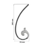 Maatvoering Grande Forge stalen sierkrul - J-krul - Serie MOJ25-