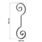 Maatvoering Grande Forge stalen sierkrul - Serie L350-