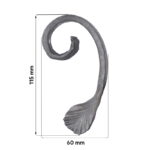 Maatvoering Grande Forge stalen sierkrul - j-krul - Serie J060- links