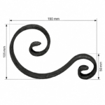 Stalen S krul 190x105x55 mm - strip 20x 6 mm
